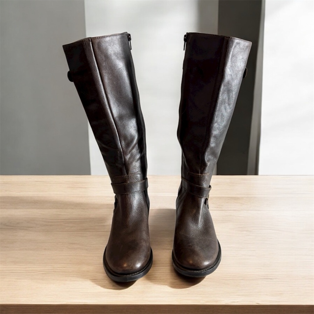 Arturo Chiang Felita Leather Fudge Riding Boots Size 6.5M